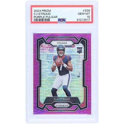 C.J. Stroud Houston Texans 2023 Panini Prizm Purple Pulsar Prizm #339 PSA Authenticated 10 Rookie Card