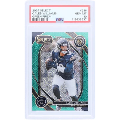 Caleb Williams Chicago Bears 2024 Panini Select Green Prizm #216 #3/5 PSA Authenticated 10 Rookie Card