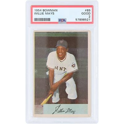Willie Mays New York Giants 1954 Bowman #89 PSA Authenticated 2 Card