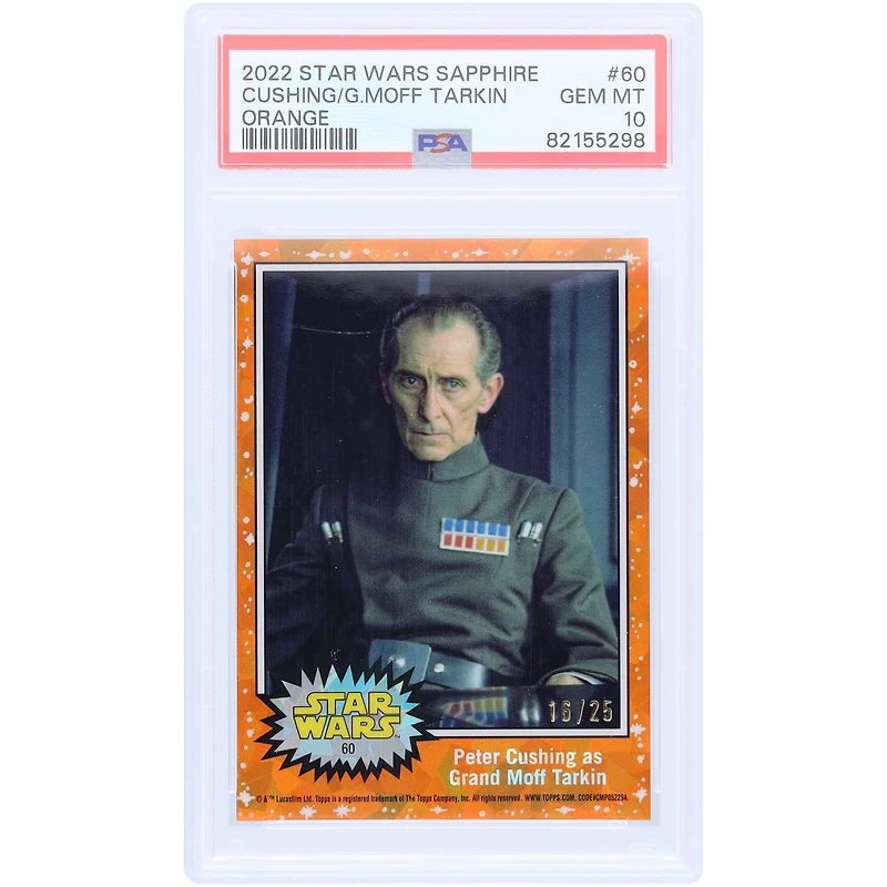 Grand Moff Tarkin Star Wars 2022 Topps Sapphire Orange #60 #16/25 PSA Authenticated 10 Card
