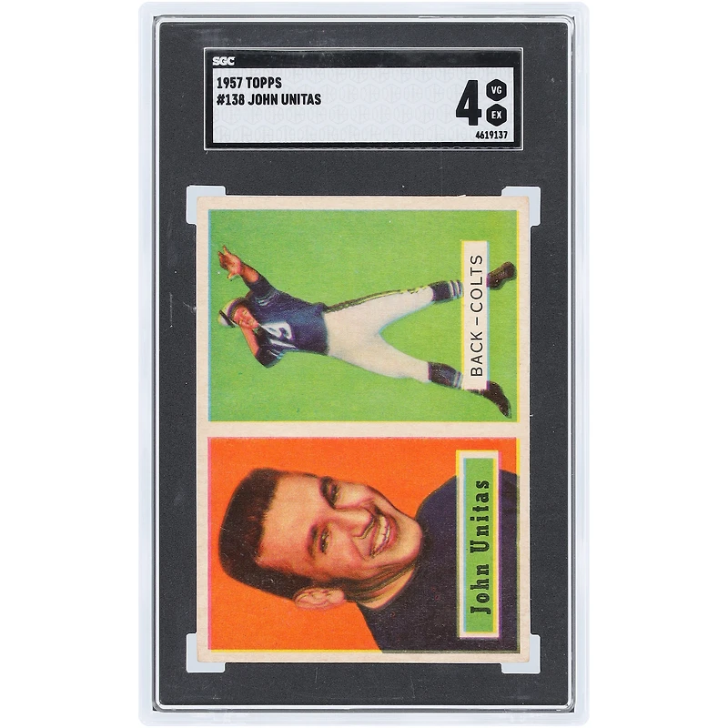 Johnny Unitas Baltimore Colts 1957 Topps #138 SGC Authenticated 4 Rookie Card