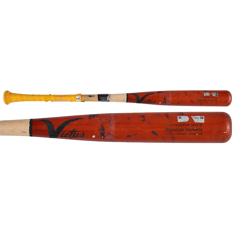 Spencer Horwitz Pittsburgh Pirates Game-Used Red/Tan Victus Broken Bat vs. Seattle Mariners on July 6, 2025