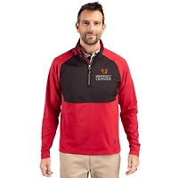 Men's Cutter & Buck  Crimson/Black Denver Pioneers DryTec Adapt Eco Knit Stretch Raglan Quarter-Zip Pullover