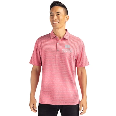 Men's Cutter & Buck  Crimson/White Denver Pioneers Forge Eco Double Stripe Stretch Recycled Polo