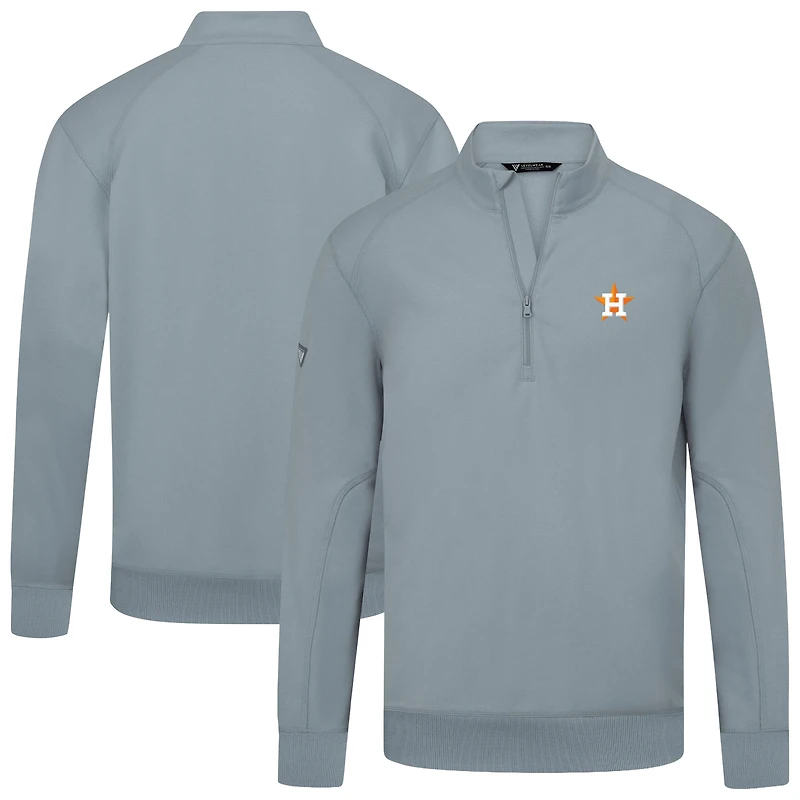 Men's Levelwear  Gray Houston Astros Upright Insignia Tri-Blend Quarter-Zip Pullover