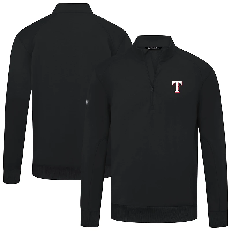 Men's Levelwear Black Texas Rangers Upright Insignia Tri-Blend Quarter-Zip Pullover