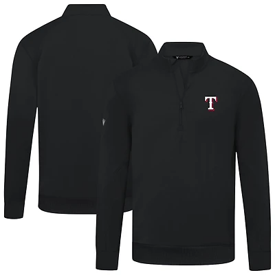 Men's Levelwear  Black Texas Rangers Upright Insignia Tri-Blend Quarter-Zip Pullover