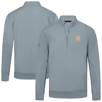 Men's Levelwear  Gray New York Mets Upright Insignia Tri-Blend Quarter-Zip Pullover