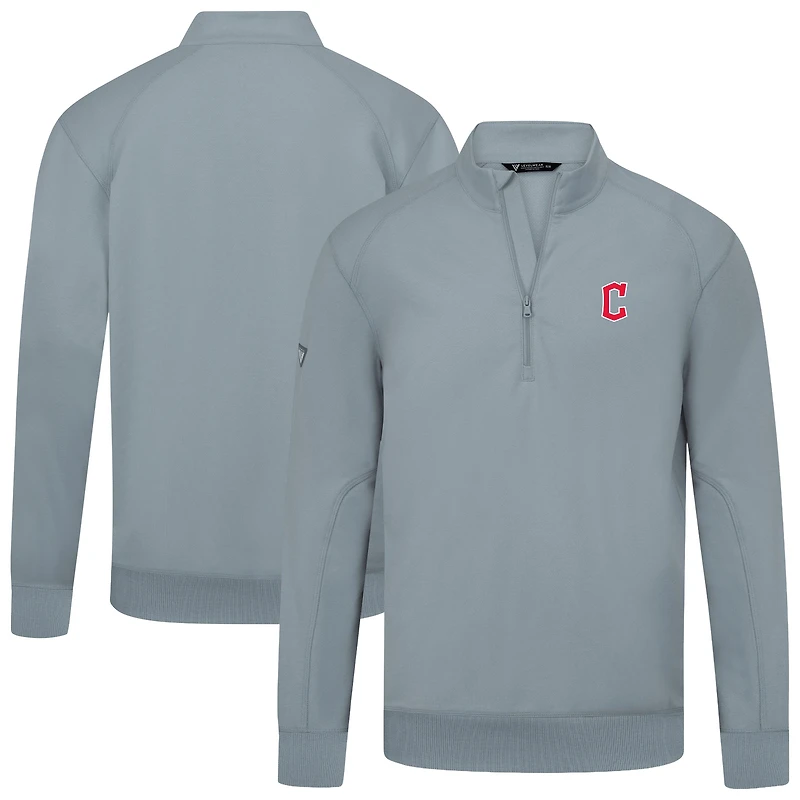 Men's Levelwear  Gray Cleveland Guardians Upright Insignia Tri-Blend Quarter-Zip Pullover