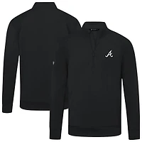 Men's Levelwear  Black Atlanta Braves Upright Insignia Tri-Blend Quarter-Zip Pullover