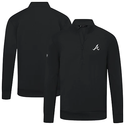 Men's Levelwear  Black Atlanta Braves Upright Insignia Tri-Blend Quarter-Zip Pullover