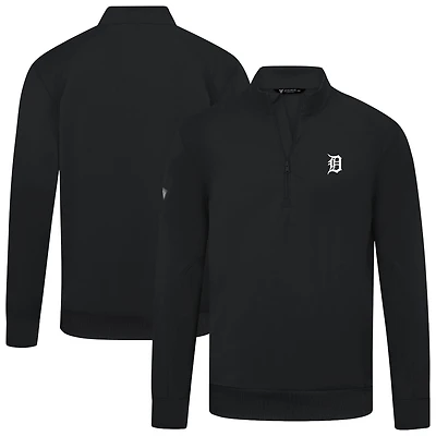 Men's Levelwear Black Detroit Tigers Upright Insignia Tri-Blend Quarter-Zip Pullover