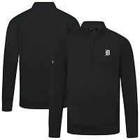Men's Levelwear  Black Detroit Tigers Upright Insignia Tri-Blend Quarter-Zip Pullover