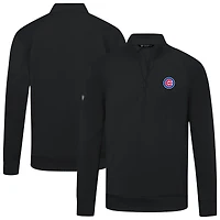 Men's Levelwear  Black Chicago Cubs Upright Insignia Tri-Blend Quarter-Zip Pullover