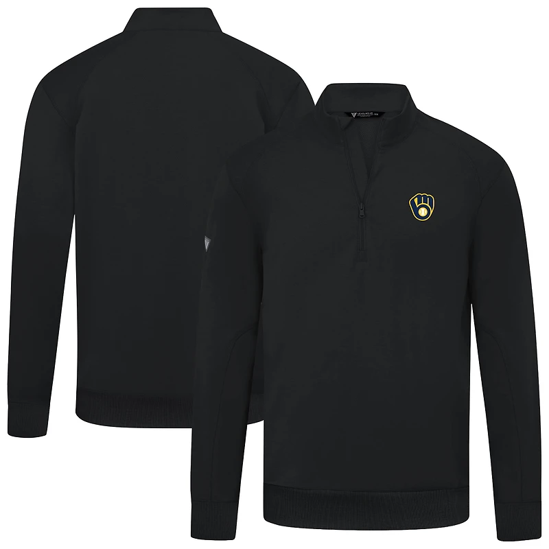 Men's Levelwear Milwaukee Brewers Upright Insignia Tri-Blend Quarter-Zip Pullover