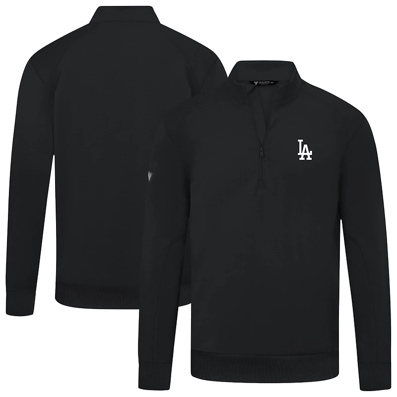 Men's Levelwear  Black Los Angeles Dodgers Upright Insignia Tri-Blend Quarter-Zip Pullover