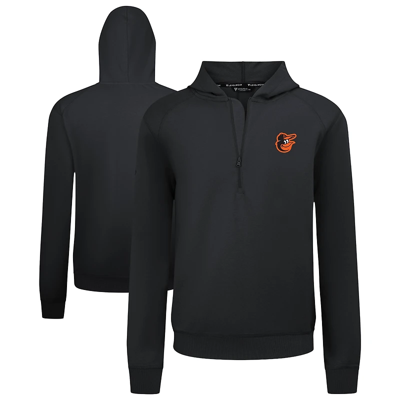Men's Levelwear Black Baltimore Orioles Technic Insignia Quarter-Zip Hoodie