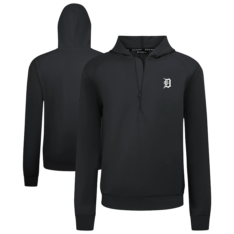 Men's Levelwear Black Detroit Tigers Technic Insignia Quarter-Zip Hoodie