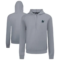 Men's Levelwear  Gray Miami Marlins Technic Insignia Quarter-Zip Hoodie