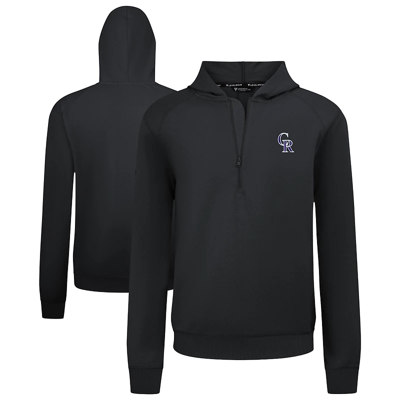 Men's Levelwear Black Colorado Rockies Technic Insignia Quarter-Zip Hoodie