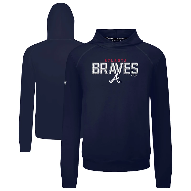 Men's Levelwear Navy Atlanta Braves Mandate Carve Tri-Blend Hoodie