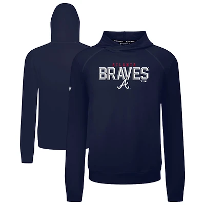 Men's Levelwear Navy Atlanta Braves Mandate Carve Tri-Blend Hoodie