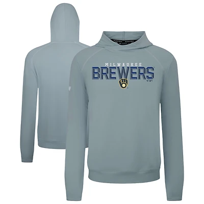 Men's Levelwear  Gray Milwaukee Brewers Mandate Carve Tri-Blend Hoodie