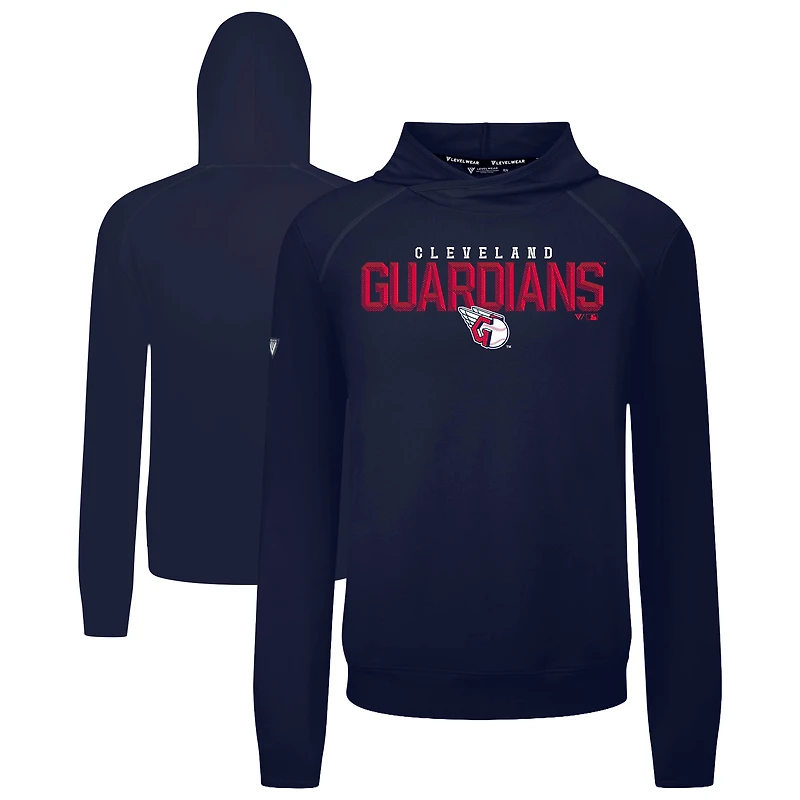 Men's Levelwear Navy Cleveland Guardians Mandate Carve Tri-Blend Hoodie