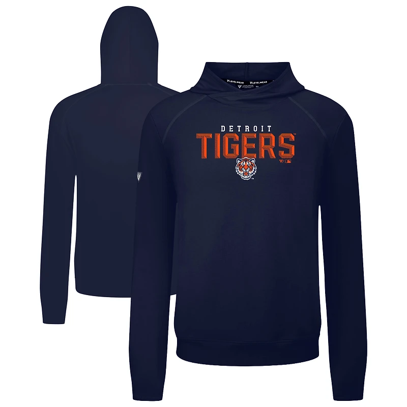 Men's Levelwear Navy Detroit Tigers Mandate Carve Tri-Blend Hoodie