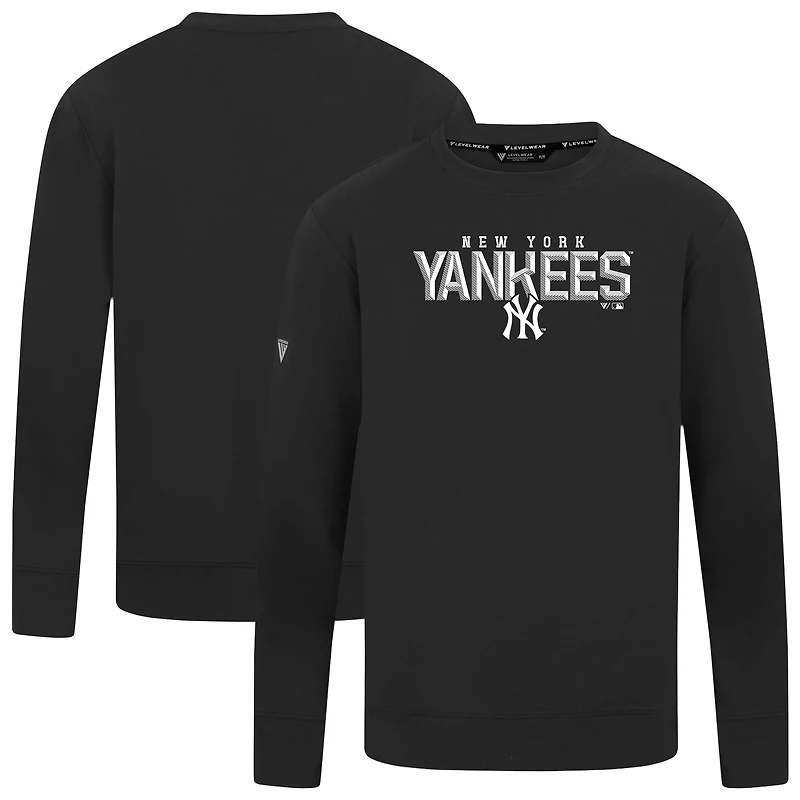 Men's Levelwear  Black New York Yankees Mandate Carve Tri-Blend Hoodie