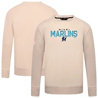 Men's Levelwear  Khaki Miami Marlins Mandate Carve Tri-Blend Sweatshirt