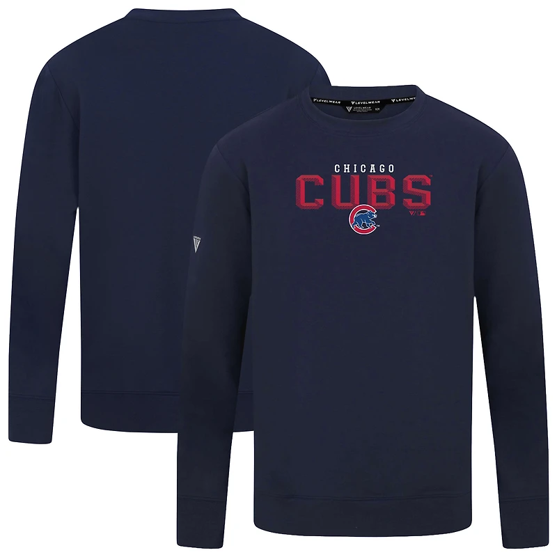 Men's Levelwear Navy Chicago Cubs Mandate Carve Tri-Blend Hoodie