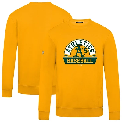 Men's Levelwear  Gold Oakland Athletics Zane Banner Arch Sweatshirt