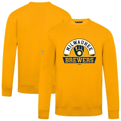 Men's Levelwear  Gold Milwaukee Brewers Zane Banner Arch Sweatshirt
