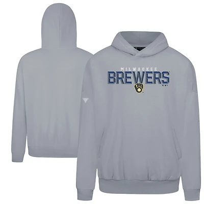 Men's Levelwear  Gray Milwaukee Brewers Contact Carve Hoodie
