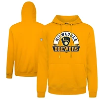 Men's Levelwear  Gold Milwaukee Brewers Podium Banner Arch Hoodie