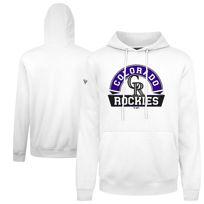Men's Levelwear White Colorado Rockies Podium Banner Arch Hoodie
