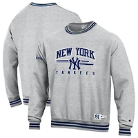 Men's Champion Heather Gray New York Yankees Reverse Weave Fleece Sweatshirt