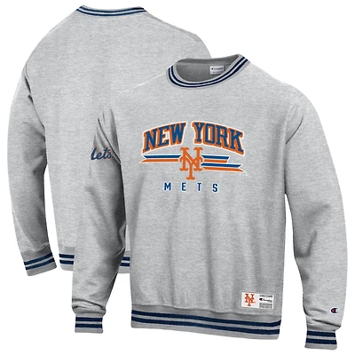 Men's Champion Heather Gray New York Mets Reverse Weave Fleece Sweatshirt