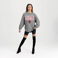 Women's Gameday Couture Gray Ball State Cardinals Oversized Pure Motion Corded Sweatshirt