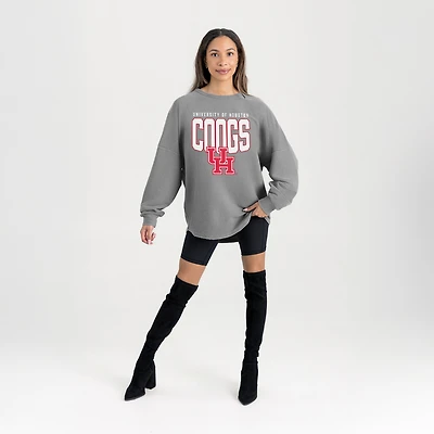 Women's Gameday Couture Gray Houston Cougars Oversized Pure Motion Corded Sweatshirt