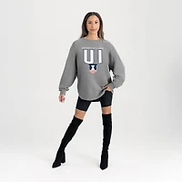 Women's Gameday Couture Gray Illinois Fighting Illini Oversized Pure Motion Corded Sweatshirt