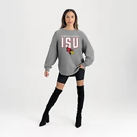 Women's Gameday Couture Gray Illinois State Redbirds Oversized Pure Motion Corded Sweatshirt