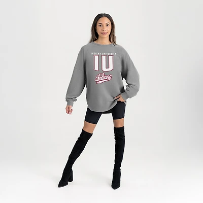Women's Gameday Couture Gray Indiana Hoosiers Oversized Pure Motion Corded Sweatshirt