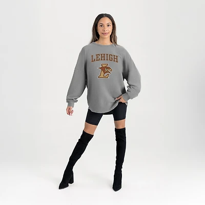 Women's Gameday Couture Gray Lehigh Mountain Hawks Oversized Pure Motion Corded Sweatshirt