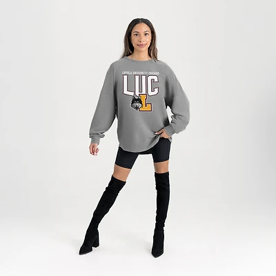 Women's Gameday Couture Gray Loyola Chicago Ramblers Oversized Pure Motion Corded Sweatshirt
