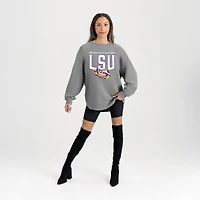 Women's Gameday Couture Gray LSU Tigers Oversized Pure Motion Corded Sweatshirt
