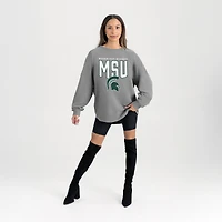 Women's Gameday Couture Gray Michigan State Spartans Oversized Pure Motion Corded Sweatshirt