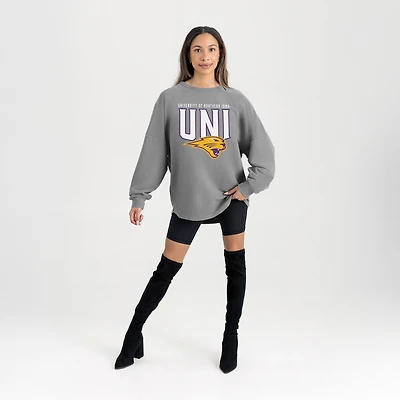 Women's Gameday Couture Gray Northern Iowa Panthers Oversized Pure Motion Corded Sweatshirt