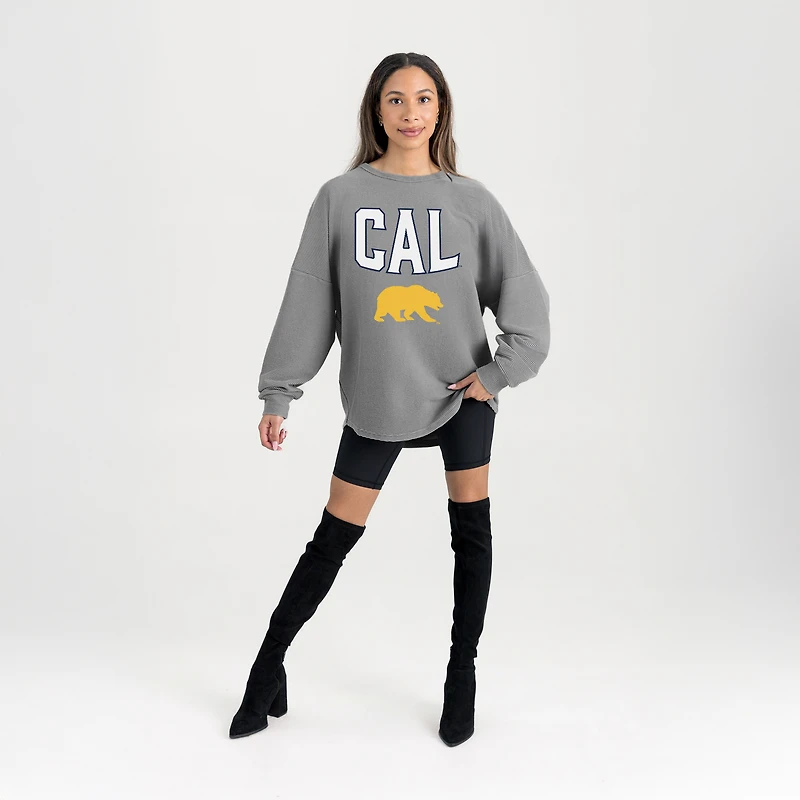 Women's Gameday Couture Gray Cal Bears Oversized Pure Motion Corded Sweatshirt